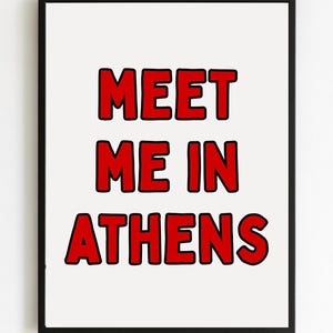 University of Georgia Digital Print | “Meet Me in Athens” Wall Art | UGA Bulldog Poster | Red & Black College Town Decor Athens, GA