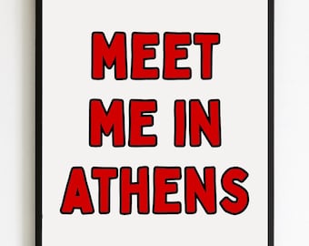 University of Georgia Digital Print | “Meet Me in Athens” Wall Art | UGA Bulldog Poster | Red & Black College Town Decor Athens, GA