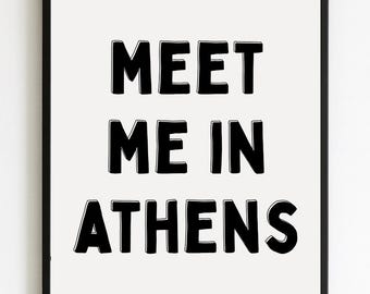 University of Georgia Digital Print | “Meet Me in Athens” Wall Art | UGA Bulldog Poster | White & Black College Town Decor Athens, GA