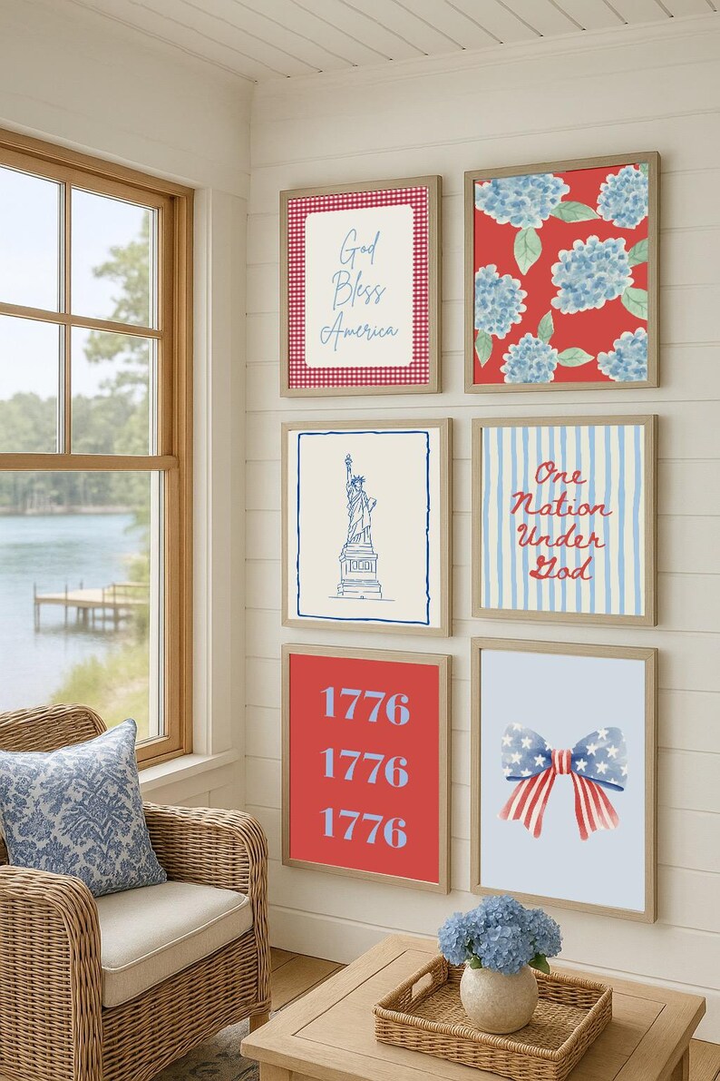 Patriotic Digital Wall Art Bundle – Set of 6 Americana Prints | Instant ...