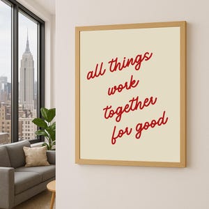 Inspirational Bible Verse Print: Red Script Christian Wall Art (Digital Download)