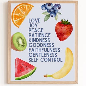 Fruit of the Spirit Watercolor Print: Christian Kids Room Decor (Digital Download)
