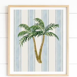 Palm Tree Art Print – Tropical Wall Art, Coastal Decor, Beach House Printable, Digital Download
