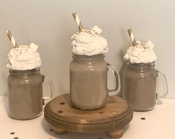 Mini Mocha Frappuccino Tiered Tray Mason Jar Faux Shake