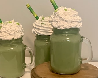 Mini Green Tea Frappuccino Tiered Tray Mason Jar Faux Shake