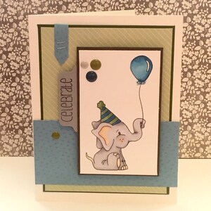 Carte d’éléphant d’anniversaire garçon - ver2