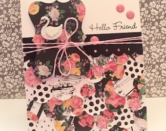 Hello Friends Swan Note Card