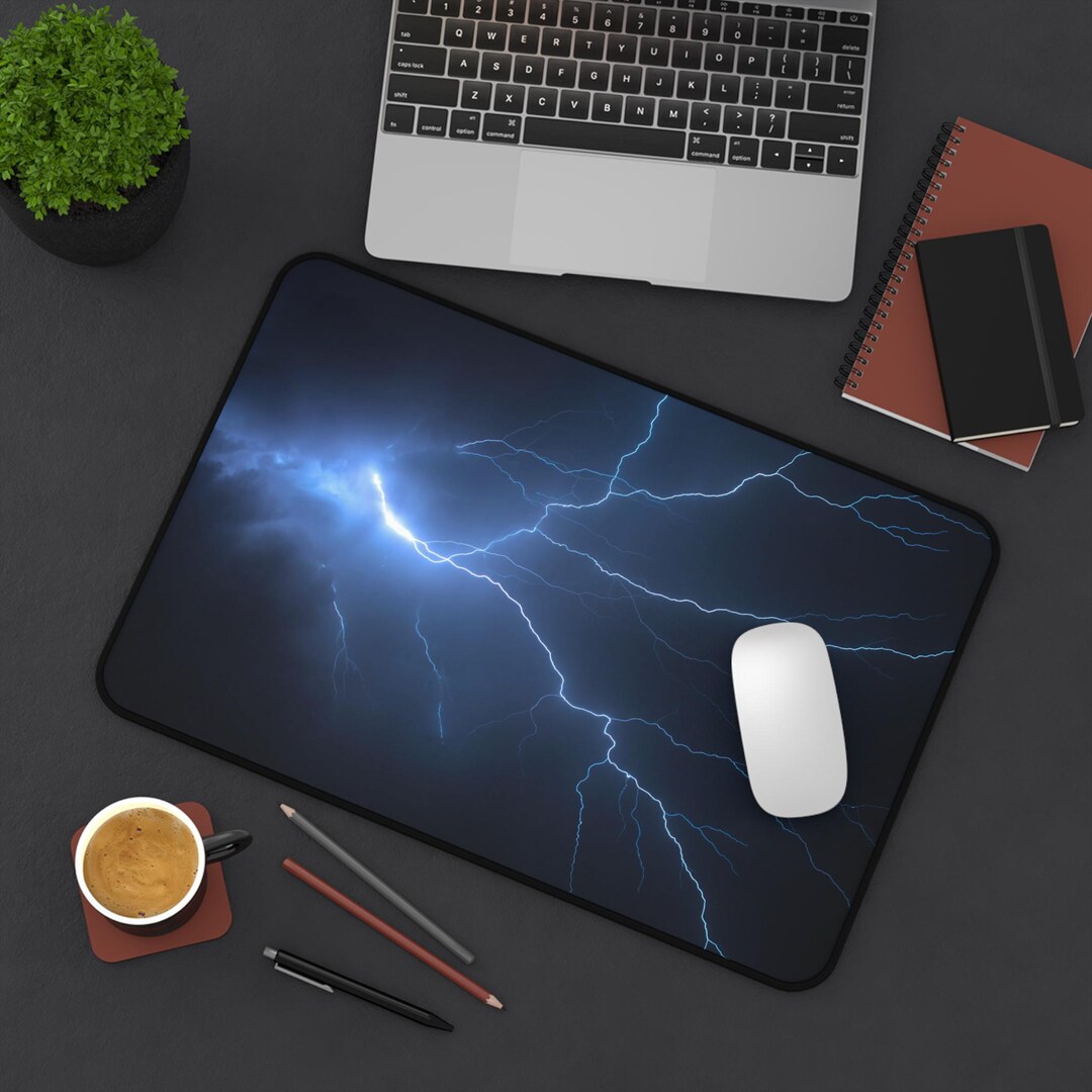 Desk Model Lightning Blue Lightning Storm Desk Mat - Etsy