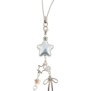 Celestial Star Charm Schlüsselanhänger - Holographische Perlen Taschen Accessoire mit Schleife | Kawaii Ästhetisches Geschenk