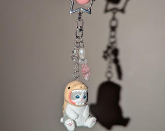 Mofusand Aquarium Keychain – Cute Shark Cat Acrylic Charm, Kawaii Accessory, Bag Charm, Gift for Cat Lovers & Ocean Fans