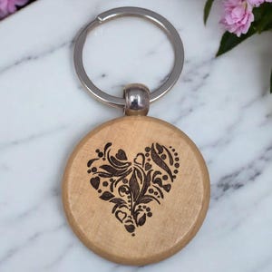 personalized engraved wooden key ring gift