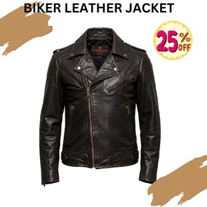 Handmade Lambskin Leather Biker Jacket: Men&#39;s Motorcycle Style