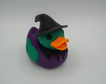 Witch Duck: 3D Printed Halloween Figurine, Spooky Fall Decor, Dashboard Ducking Gift