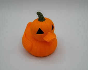 Jack-O'-Lantern Duck – 3D Printed Halloween Collectible Figurine, Dashboard Ducking Gift
