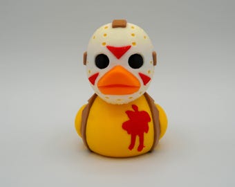 Hockey Mask Horror Duck Figurine: 3D Printed Horror Collectible Dashboard Ducking Gift