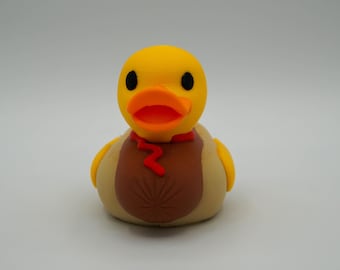 Hot Dog Duck Figurine: Quirky 3D Printed Desk Toy Dashboard Ducking Gift