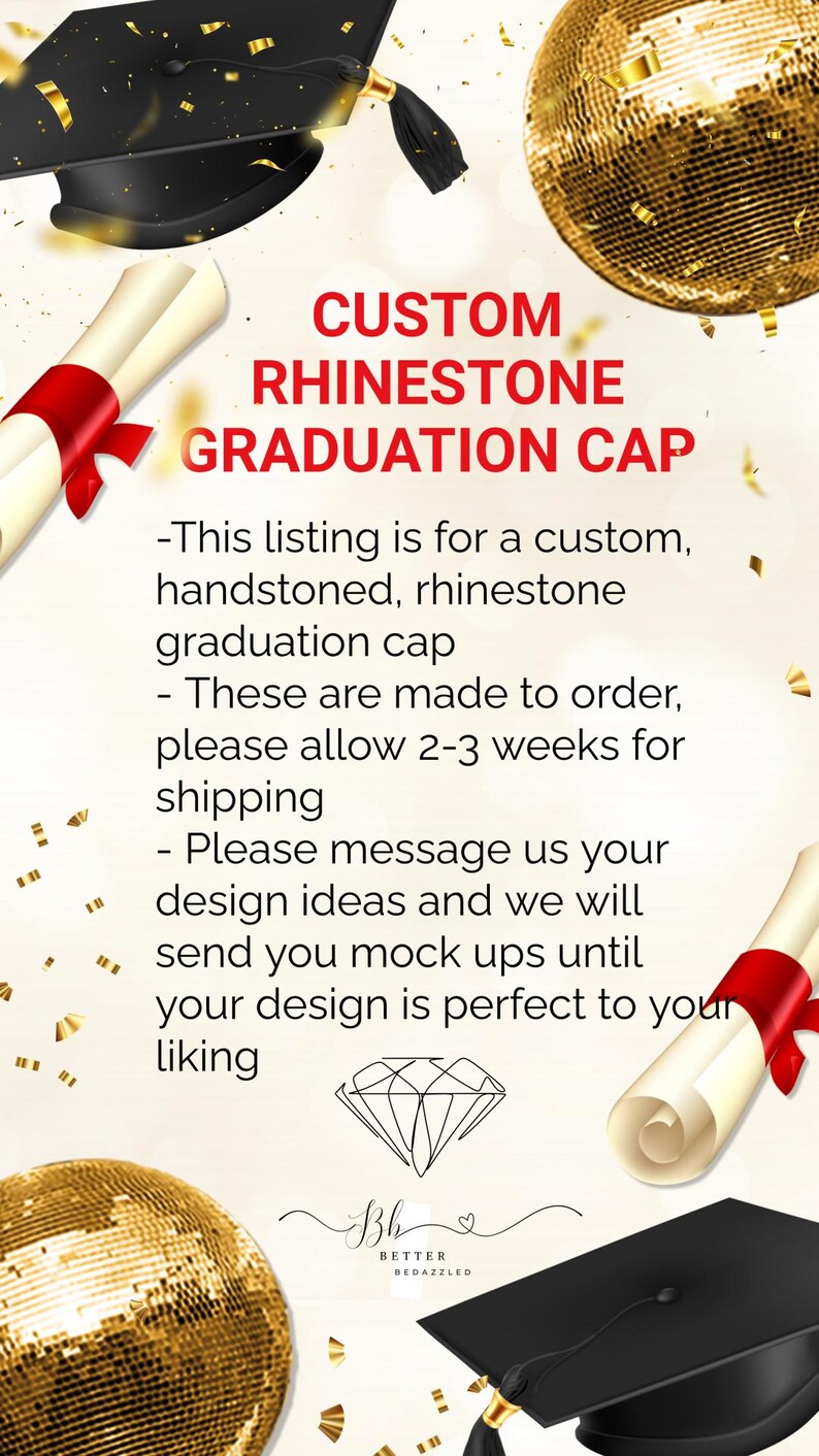 Rhinestone Graduation Cap - Etsy