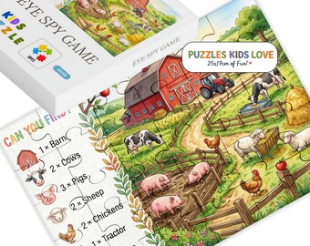 Toddler Farm Puzzle Search Find Game Activity Screen Free Play Entertainment Parent Child Birthday Gift Ready Wrapped I Spy Collection Board
