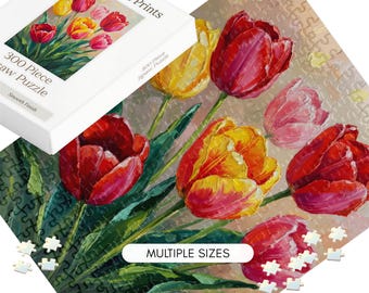 Tulip Jigsaw Puzzle Hand Painted Visible Brushstrokes Oil Painting Adult Gift Mother Day Birthday Present Flower Enthusiast Spring Activity