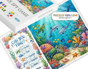 Toddler Educational Toy Wooden Ocean Puzzle Jigsaw Preschool Learning Activity Montessori Kid Gift Birthday Child Sea Creature Animal Game