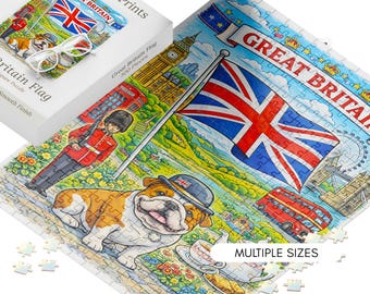 British Jigsaw Puzzle Gift Box Birthday Present England Theme Union Jack London Landmark Uk Souvenir Great Britain Travel Gift Anglophile