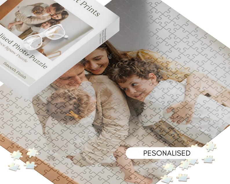 Custom Photo Puzzle Personalized Photo Jigsaw Memory Gift Box Custom Picture Printing Recycled Cardboard Pearl Shine Finish Valentine Anniversary Present Romantic Surprise Special Occasion Gift Unique Keepsake Idea Family Memory