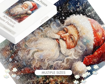 Christmas Gift Puzzle Santa Claus Water Colour Artwork Jigsaw Family Activity All Ages Different Skill Levels Game Holiday Entertainment