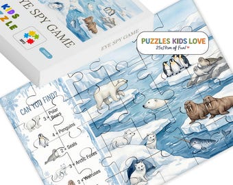 Wooden Puzzle Toddler Educational Learning Toy Preschool Montessori Resource Screen Free Play Activity Kids Arctic Animal Jigsaw Gift