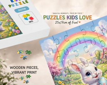 Easter Bunny Puzzle Wall Art Activity Set Spring Decoration Holiday Wooden Rabbit Jigsaw Toy Eco Friendly Handmade Gift Child Basket Filler