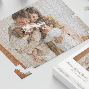 Recycled Cardboard Puzzle Personalized Photo Memory Design Multiple Size Options Custom Picture Printing Pearl Shine Finish Gift Box Included Eco Friendly Material Valentine Anniversary Present Birthday Gift Idea Special