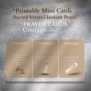 Tarjetas con versículos bíblicos sobre el coraje / Mini baraja cristiana imprimible / Don espiritual / Tablero de oración / Baraja de cartas con palabras bíblicas: