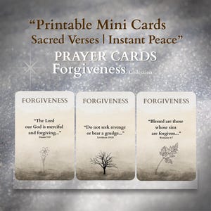 Tarjetas con versículos bíblicos sobre el perdón / Mini baraja cristiana imprimible / Don espiritual / Tablero de oración / Baraja de cartas con palabras bíblicas: