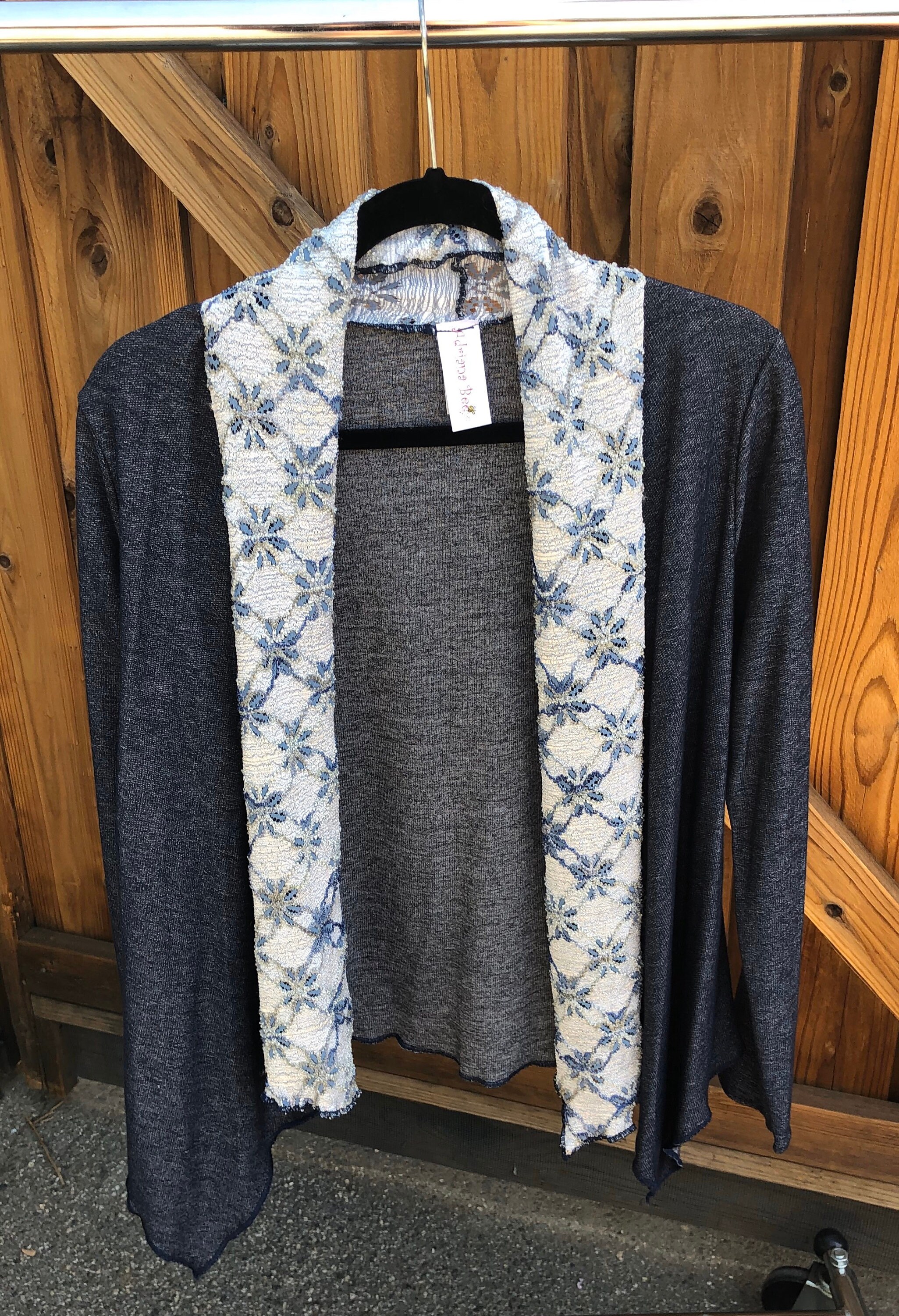 navy floral cardigan