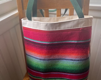 Mexican Bags/Beach Bag/Tote Bag/Mexican Bags and Totes/Reusable Bag/Tote Bags/Red Stripe Tote Bag