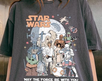 Retro Star Wars Characters Comfort Colors Shirt, Starwars T-shirt, Vintage May The Force Be With You