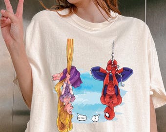 Rapunzel Prinzessin und Spiderman Shirt, süßes Disney Shirt, Spiderman und Prinzessin Shirt, süßes Disneyland Shirt, Disney Ladies Shirt