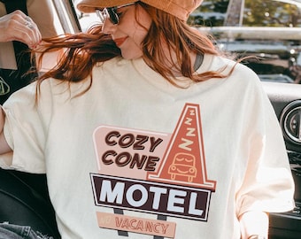 Retro Cars Cozy Cone Motel T-Shirt, Cars Pixar Fan Gift, Lightning McQueen, Tow Mater, Sally Carrera