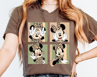 Retro Leopard  Minnie Mouse Shirt, Minnie Ears Shirt, Women Disney Shirt, Disney Girls Trip Shirt, Magic Kingdom Tee, Disney Safari Group