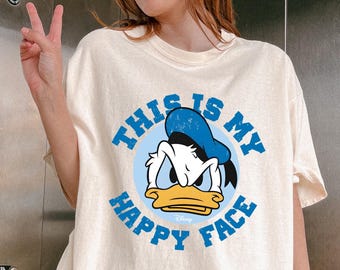 Lustiges Donald Duck glückliches Gesicht Shirt, Disneyland Disneyworld Urlaub