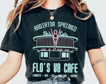 Disney Cars Flo's V8 Cafe Shirt, Disney Cars Land Shirt, Disney California Adventure Shirt, Route 66, McQueen Shirt, Tow Mater, Doc Hudson