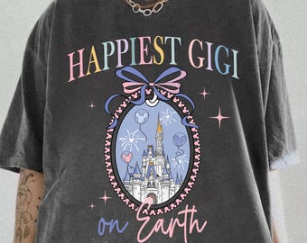 Camiseta Disneyworld Gigi Comfort Colors, camiseta con lazo Disney Castle Coquette, Gigi más feliz del mundo, estética Disney