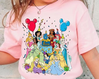 Personalized Disney Princess Birthday Shirt, WDW Disneyland Birthday Trip, Magic Kingdom, Birthday Girl Princess Party, Kid Youth Toddler
