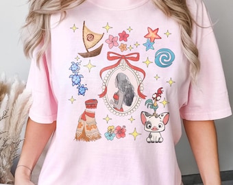 Moana Coquette Bow Shirts For Girl, Moana Shirt, Moana Birthday Party Shirt, Disney World Shirt, Hei Hei and Pua Shirt, Disney Shirts