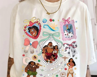 Disney Moana Coquette Bows Family Shirts for Woman, Moana Birthday Party, Hei Hei Pua Maui Tamatoa Matching Tee
