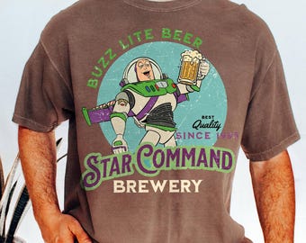 Retro Star Command Brewery Shirt, Drink Around The World, Disney Mens Toy Story Beer Shirt, Buzz Lite Beer Funny Disney Dad, Epcot Center
