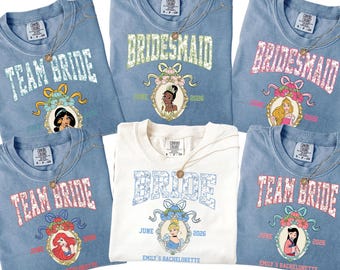 Disney Princess Bridal Party Shirt, Bridesmaid Gifts, Matching Wedding, Bridal Party Disneyland Tee, Bachelor Wedding Party Disneyworld