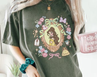 Coquette Bow Disney Princess Belle Shirt, Beauty and The Beast Shirt, Disney Princess Shirt, Disney Floral Shirt, Magic Kingdom Shirt