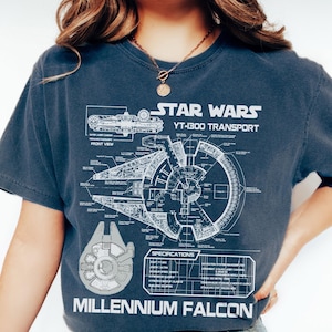 Maglietta Millennium Falcon Schemi Retro Disney StarWars, regalo per fan di Star Wars, maglietta Disneyland After Dark