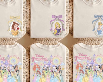 Custom Disney Princess Character Shirts, Vintage Disney Princess Tee, Disney Girl Trip, Disneyworld Vacation, Tiana, Cinderella , Rapunzel