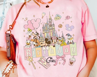 Comfort Colors Birthday Girl Shirt, Disney Trip Birthday T-shirt, Mickey and Friends Squad, Best Birthday Ever Tee, Disney Castle